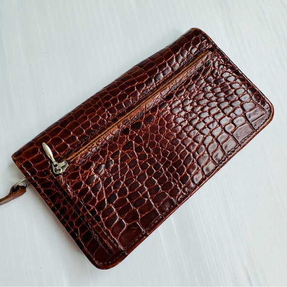 Vintage Brown Crocodile Embossed Wallet small - Picture 2 of 3